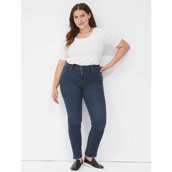 Lane Bryant Jeans Womens 22W Short Mid-Rise Straight Leg Dark Denim 22WP 22WS - Picture 1 of 9